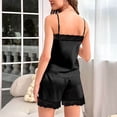 thumbnail image 1 of Hrsba Cute Mesh Trim Cami Set for Women Solid Color Shorts 2 Piece Fashion Ladies Summer Soft Breathable Sleepwear Nightwear Set, 1 of 5