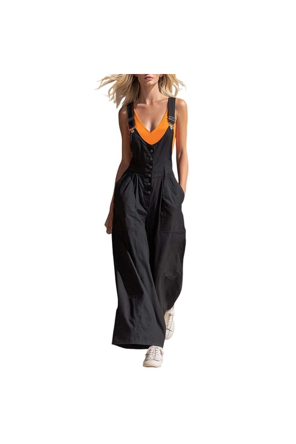 Workout Jumpsuits for Women Utility Style Adjustable Strap Drawstring Waist Pocket Casual Jumpsuit