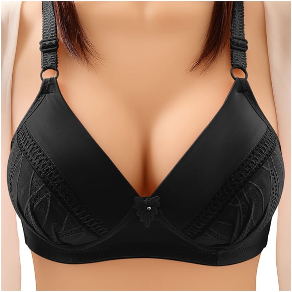 Hrsba Everyday Bras,Wireless Push Up Bra Comfortable Breathable Contoured Support Lightweight Bras for Women