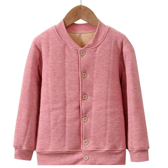 Hrsba Fall And Winter Kids Solid Color Zipper Jacket Kids Unisex Jacket Boys Girls Coat Long Sleeve No Hood Thickened Warm Jacket