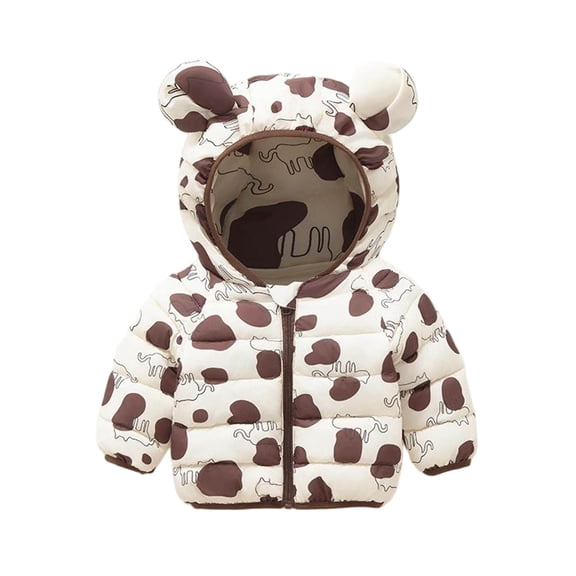 Hrsba Fall And Winter Long-sleeved Printed Kids Jacket Kids Unisex Jacket 0-6 Years Toddler Long Sleeve Lightweight Coat With Hood And Print