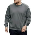 thumbnail image 1 of Hrsba Fall Winter Hoodless Sweatshirts, Men's Sleeveless Hoodie Size Long Sleeve Loose Solid Color Air Layer Sport Fall Tops, 1 of 4