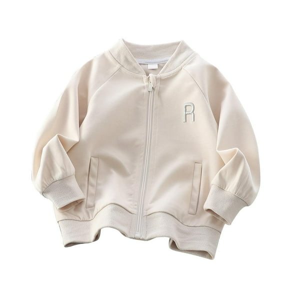 Hrsba Kids Unisex Jacket 2-10 Years Old Big Kids Boys Girls Long Sleeve Zip Hoodie Pocket Casual Loose Jacket