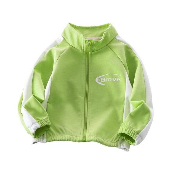Hrsba Boys Girls Coat 2-15 Years Old Big Kids Boys Girls Long Sleeve Zip Hoodie Pocket Casual Loose Jacket