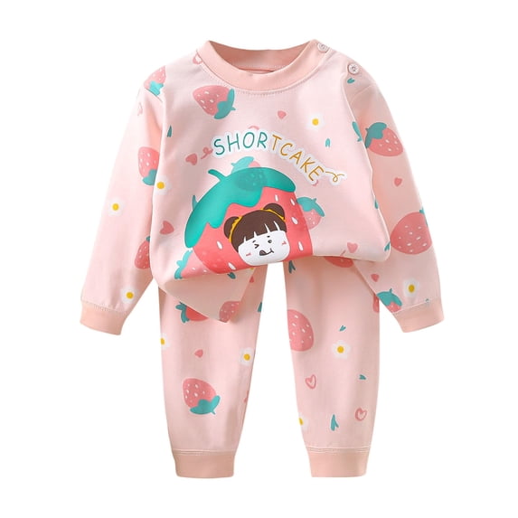 Hrsba Fall Winter Outfit Set for Boys and Girls,Kids Print Long Sleeve Crew Neck Fleece Lined Top and Long Pants Kids set & Outfits
