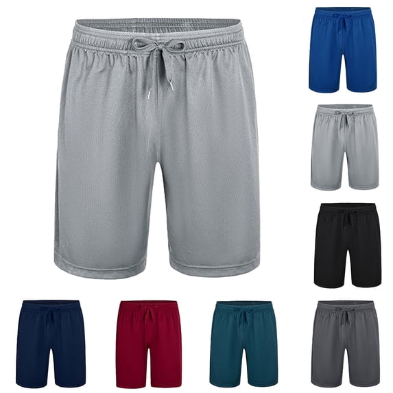 Hrsba Mens Plain Shorts Daily Wear Relaxed Shape Drawstring Waist Everyday Use Fast Drying Lightweight Plus Size