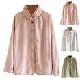 thumbnail image 1 of Hrsba Flannel Bed Jacket for Women Solid Color Thick Warm Minimal Daily Long Sleeve Pj Tops, 1 of 8