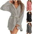 thumbnail image 1 of Hrsba Fleece Women Robe,Solid Color Double Fleece Hooded Long Sleeve Nightgown With Pockets Fall Bathrobe, 1 of 8