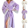 thumbnail image 1 of Hrsba Fleece Womens Robe Lace Trim Fashion Soft Long Robe, 1 of 7