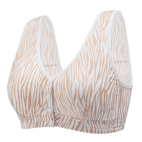 Hrsba Front Closure Bras for Older Women Seamless Lift Support Breathable Side Support Back Smoothing Daily Wear Bra