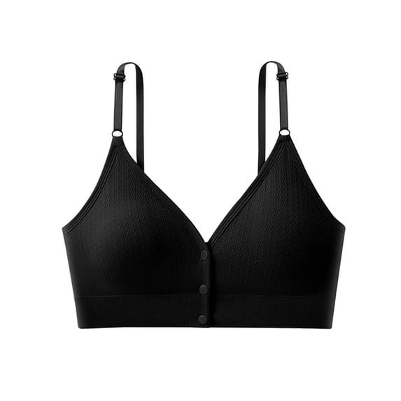 Hrsba Front Closure Bras for Women Solid Color No Underwire Side Support Breathable Lightweight Daily Wear Soft Support