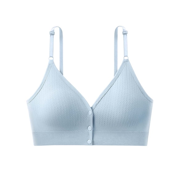 Hrsba Front Closure Bras for Women Solid Color No Underwire Side Support Breathable Lightweight Daily Wear Soft Support