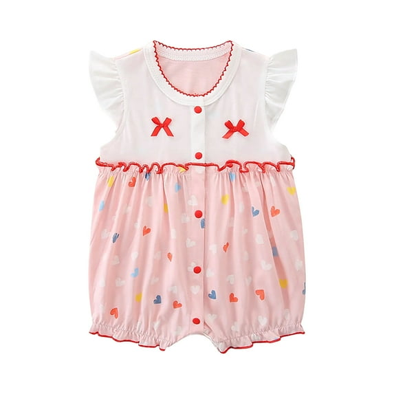 Hrsba Fruit Print Short Sleeved Jumpsuit Newborn Thin Climbing Suit Boys Girls Romper 0-24 Months Short Sleeve Sleeve Heart Print Romper Sleepwear Air Conditioner Pajamas