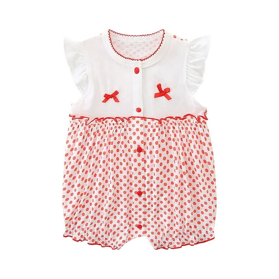 Hrsba Fruit Print Short Sleeved Jumpsuit Newborn Thin Climbing Suit Boys Girls Romper 0-24 Months Short Sleeve Sleeve Polka Print Romper Sleepwear Loungewear