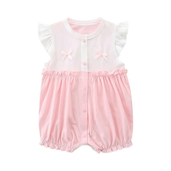 Hrsba Fruit Print Short Sleeved Jumpsuit Newborn Thin Climbing Suit Boys Girls Romper 0-24 Months Short Sleeve Sleeve Solid Color Romper Sleepwear Air Conditioner Pajamas
