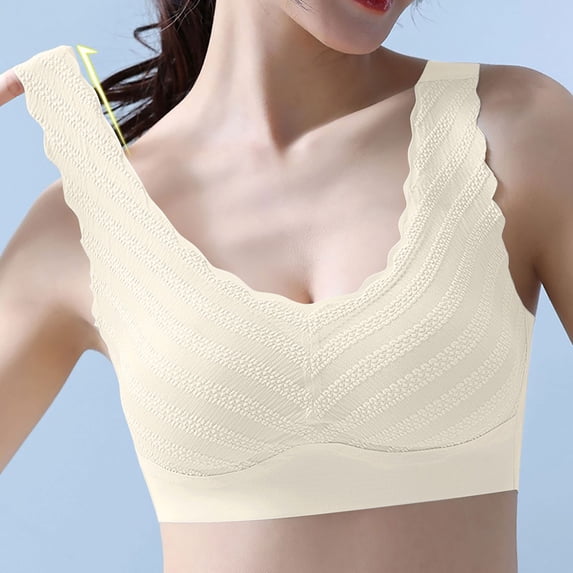 Hrsba Gel Bra,Womens 1 Piece Rubberized Bras With Racerback Wireless Push Up Comfortable Hook and Eye Tank Style Bras for Ladies