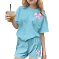 thumbnail image 1 of Hrsba Girls 2 Piece Outfits Print Crew Neck Short Sleeve T Shirt Shorts Casual Versatile Active Wear Matching Set for Girls Summer Daily Wear, 1 of 6