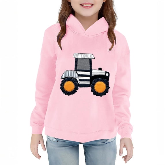 Hrsba Girls Boys Hooded Sweatshirt Unisex Fall Winter Top Print Sweatshirt for 2 to 7 Years