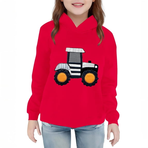 Hrsba Girls Boys Hooded Sweatshirt Unisex Fall Winter Top Print Sweatshirt for 2 to 7 Years