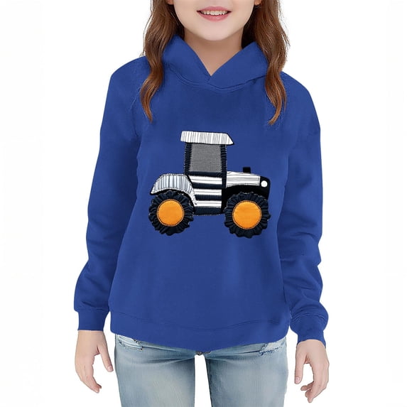 Hrsba Girls Boys Hooded Sweatshirt Unisex Fall Winter Top Print Sweatshirt for 2 to 7 Years