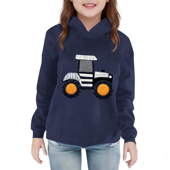 Hrsba Girls Boys Hooded Sweatshirt Unisex Fall Winter Top Print Sweatshirt for 2 to 7 Years