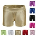thumbnail image 1 of Hrsba Girls Dance Shorts Solid Color Metallic Stretchy Breathable Comfy Soft Summer Shorts For Teens, 1 of 4