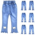 thumbnail image 1 of Hrsba Girls Jeans Pearl Flare Slim Elastic Waist Daily Outer Bottoms, 1 of 7