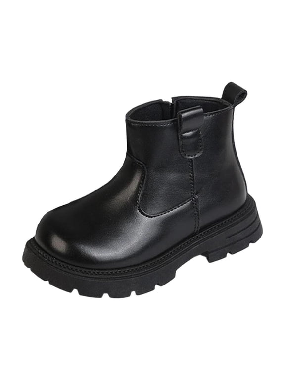 Girls Leather Boots,Buckle Strap Solid Color Fashion Casual Ankle Fashion Boots