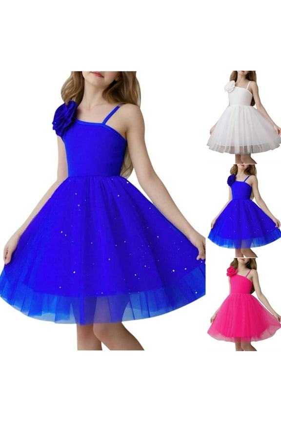 Girls Princess Dress Sleeveless Round Neck Off Shoulder Star Print Mesh Fabric Shiny Stylish Summer Party Wear Girls Party Dress