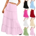 thumbnail image 1 of Hrsba Girls Summer Long Skirt Solid Color Elastic Waist Casual Active Wear Flowy Hem Maxi Skirt for Girls, 1 of 7