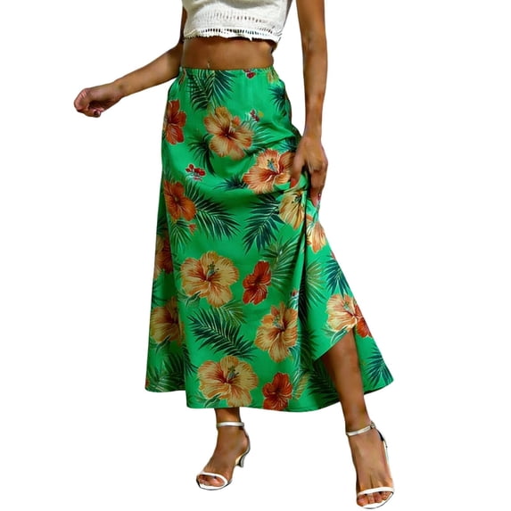 Hrsba High Waisted Skirts for Women Trendy Chiffon Print Skirt Women's Skirts Soft Lightweight Street Style Wear