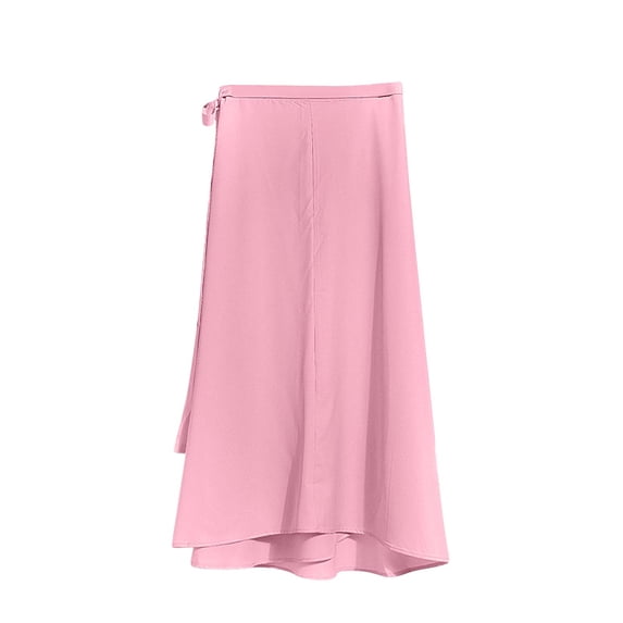 Hrsba High Waisted Skirts for Women Wrap Waist Slit Detail Midi Length Skirt Elegant Commute Style All Match Outfit