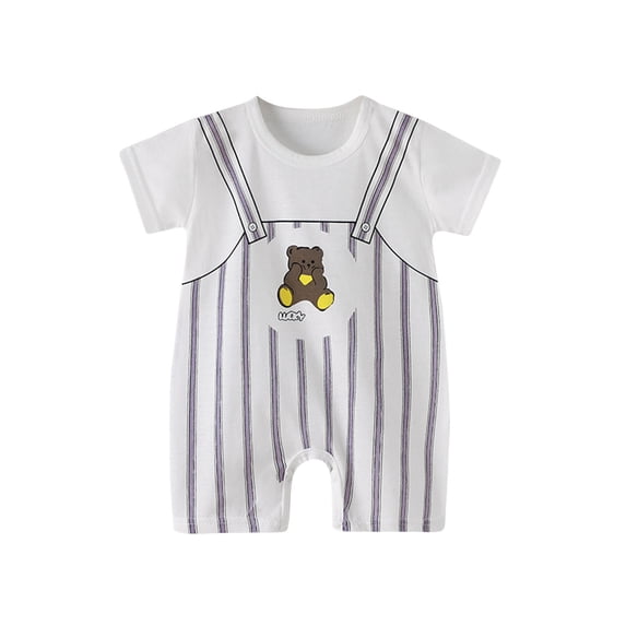 Hrsba Infant Romper Girl,Small Graphic Print Short Sleeve Round Neck Button Bodysuit Unisex 0-24M