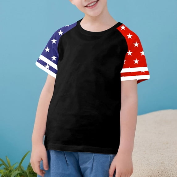 Hrsba Kids Basic Tee Print Short Sleeve Crew Neck Summer Casual Gentle Feel Light Feel Pullover Style for Unisex