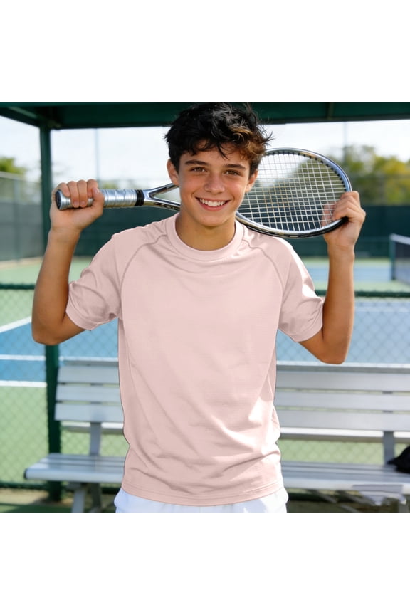 Kids Basic Tee Shirt Solid Color Short Sleeve Crew Neck Summer Casual Lightweight Kids Tee Light Feel Airy Wear for 5 13 Years Unisex