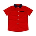 thumbnail image 1 of Hrsba Kids Basic Tee Solid Color Short Sleeve Lapel Collar Button Pocket Shirt Summer Casual Gentle Feel Light Feel for 3 11 Years Unisex Toddlers, 1 of 3