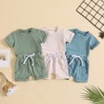 thumbnail image 1 of Hrsba Kids Boys Girls Solid Color Short Sleeve Top and Pocket Shorts 2 Piece Outfit Comfortable for Daily Wear, 1 of 5
