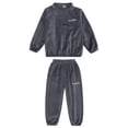 thumbnail image 1 of Hrsba Kids Boys and Girls Satin Like Solid Outfit Set Long Sleeve Top and Pants 2 Piece Loungewear Winter Home Everyday Wear Set, 1 of 5