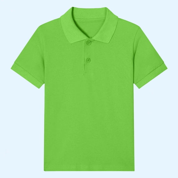 Hrsba Kids Casual T Shirt Unisex Collared Short Sleeve Summer Casual Solid Color Top Gentle Feel Airy Wear for Daily Activities
