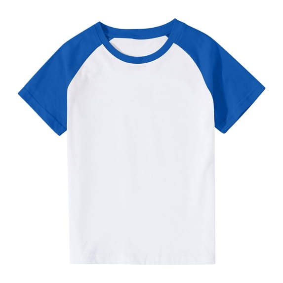 Hrsba Kids Casual T Shirt Unisex Crew Neck Short Sleeve Solid Color Raglan Sleeve Casual Lightweight Top