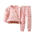 thumbnail image 1 of Hrsba Kids Cotton Seamless Outfit Set Warm Long Sleeve Top and Pants 2 Piece Loungewear Winter Home Everyday Wear Set, 1 of 3