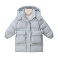 thumbnail image 1 of Hrsba Girls Winter Jackets Kids Fashionable Solid Color Outerwear Fall and Winter Girls Knee Length Hooded Thickened Long Sleeved Coats for 4-13 Years Old, 1 of 4