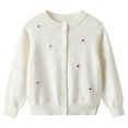 thumbnail image 1 of Hrsba Girls Fall Jackets Fall and Winter Big Girls Solid Color Medium Thick Knitted Cardigan with Embroidered Flowers for 2-13 Years Old, 1 of 4