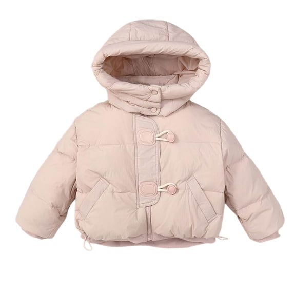 Hrsba Kids Fleece Jacket,Long Sleeve Hooded Solid Color Boys and Girls Puffer Padded Coat Fall Outerwear