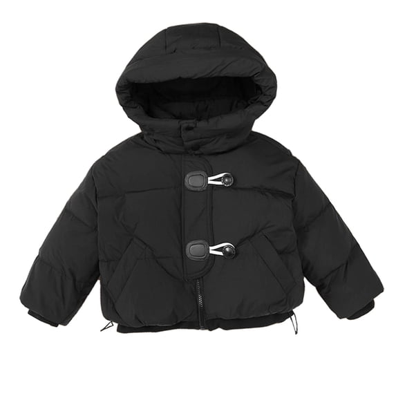 Hrsba Kids Fleece Jacket,Long Sleeve Hooded Solid Color Boys and Girls Puffer Padded Coat Fall Outerwear