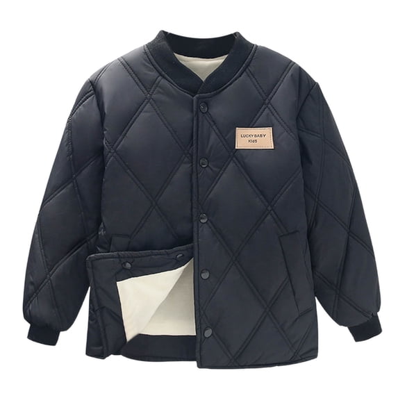 Hrsba Kids Fleece Jacket,Long Sleeve Hooded Solid Color Boys and Girls Quilted Liner Coat Fall Outerwear