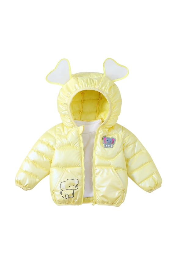 Kids Jacket Fall And Winter Children's Down Jacket Foreign Trade Style Kids Print Shiny Lightweight Hooded Warm Outerwear for 1-6Y