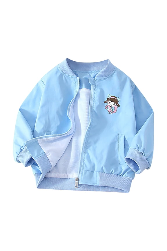 Kids Jacket Letter Print Zip Front Long Sleeve Baseball Style Outerwear Jacket