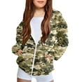 thumbnail image 1 of Hrsba Girls Long Sleeve Hooded Casual Outwear & Jackets, Zip Up Jacket Girls 4-12 Years Old Boys Girls Fall and Winter Camouflage Casual Sports Long Sleeve Zip Hooded Jacket, 1 of 5