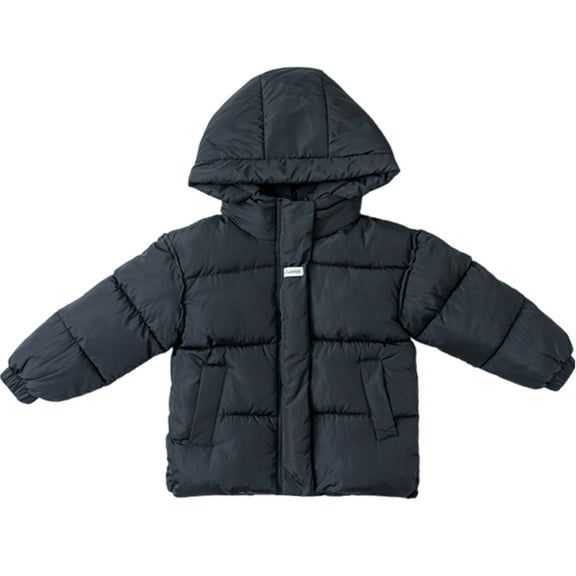 Hrsba Kids Medium To Long Woolen Jacket Children's Winter Thickened Hooded Warm Coat Boys Girls Long Sleeve Versatile Thickened Outerwear for 2-12Y